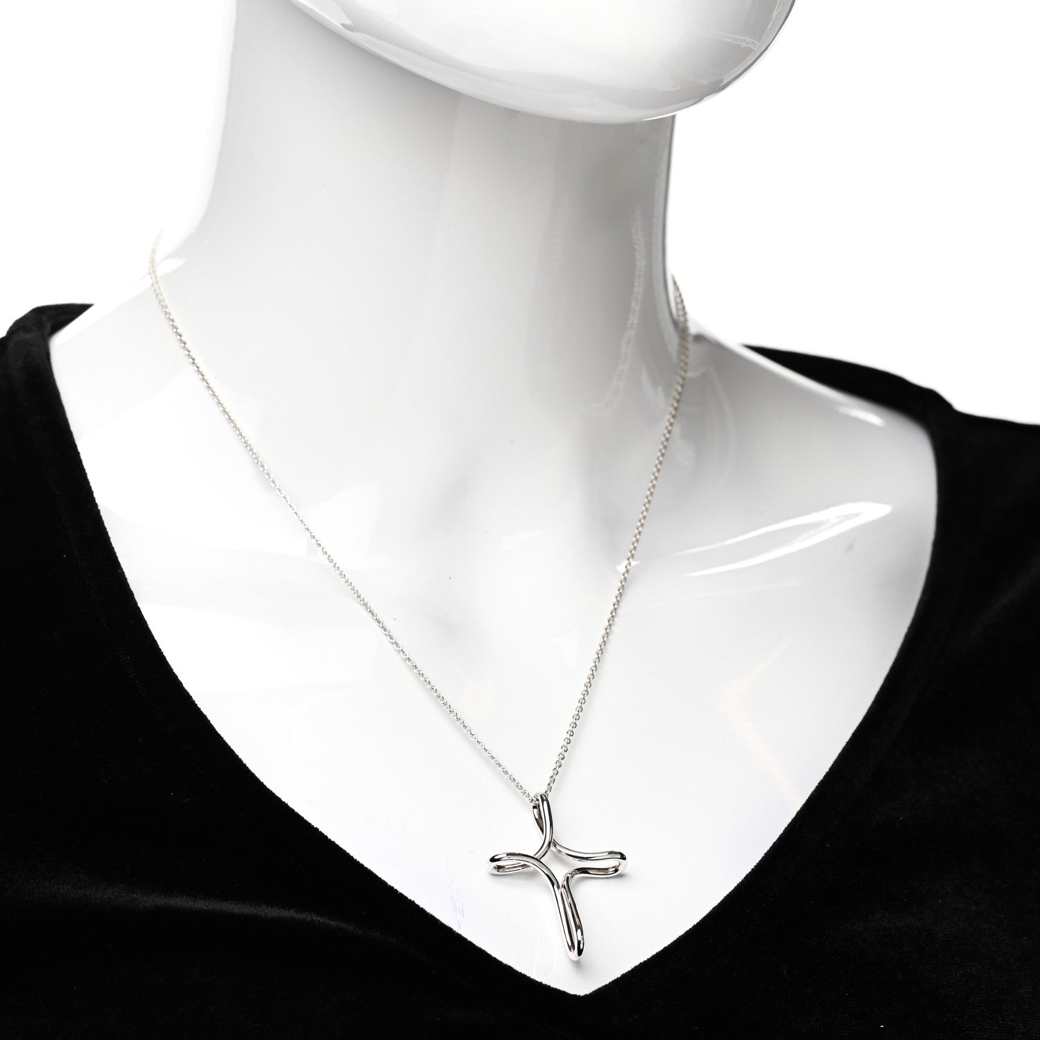Tiffany Sterling Silver Elsa Peretti Infinity Cross Pendant Necklace 2 of 6
