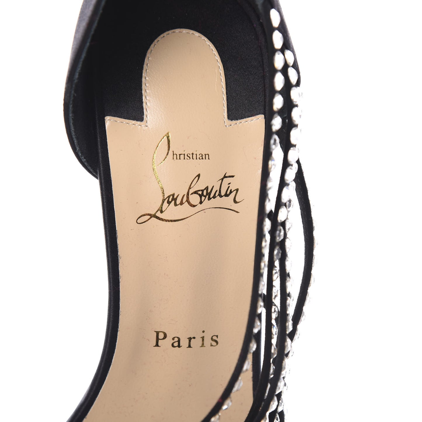 Crepe Satin Strass Norina 100 Sandals 40 Black