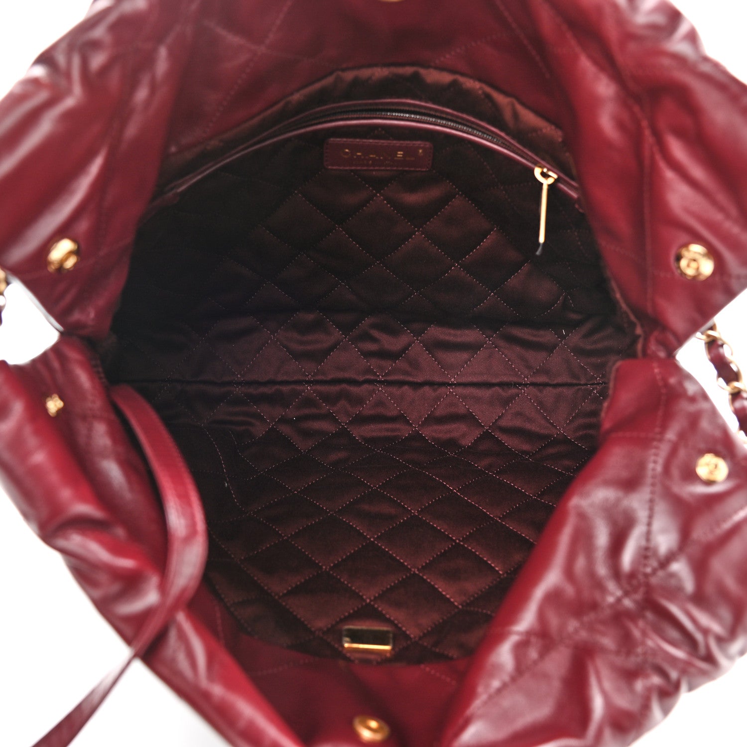 Chanel Shiny Calfskin Quilted Small Chanel 22 Burgundy 6 of 13