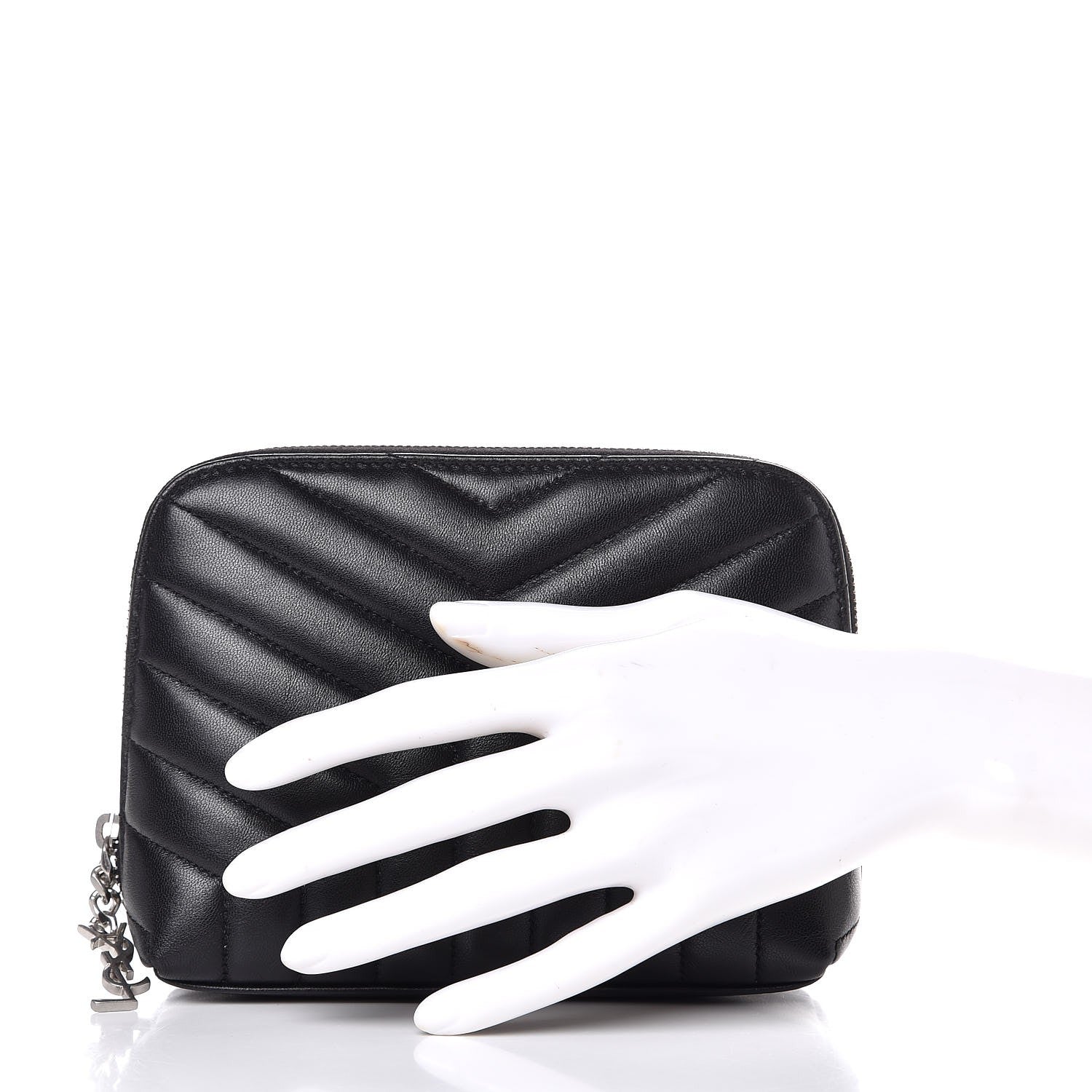 Saint Laurent Lambskin Matelasse Cosmetic Case Black 2 of 7