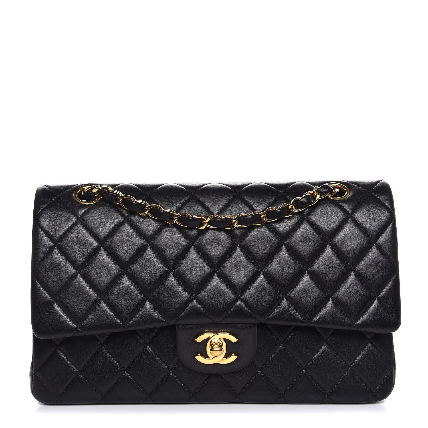 Chanel Lambskin Quilted Medium Double Flap Black 1 of 9