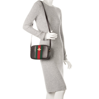 Gucci Textured Calfskin Web Small Webby Bee Shoulder Bag Brown Coffee 2 of 6