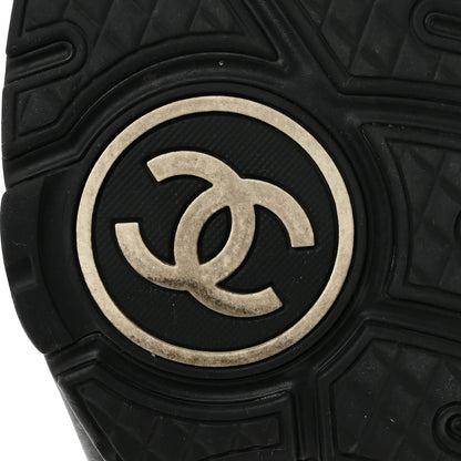 Chanel Mesh Suede Calfskin Grained Calfskin Mens CC Sneakers 44 Black White 8 of 11