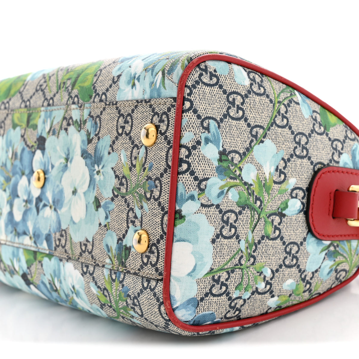 Gucci GG Supreme Monogram Blooms Small Boston Beige Blue Navy Hibiscus Red 10 of 14
