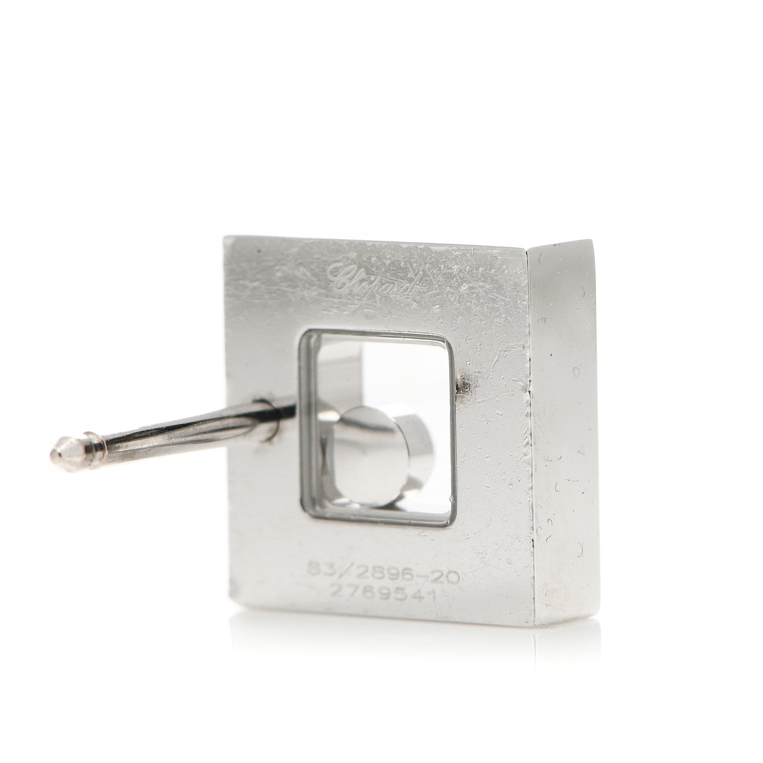 Chopard 18K White Gold Happy Diamonds Square Earrings 5 of 5
