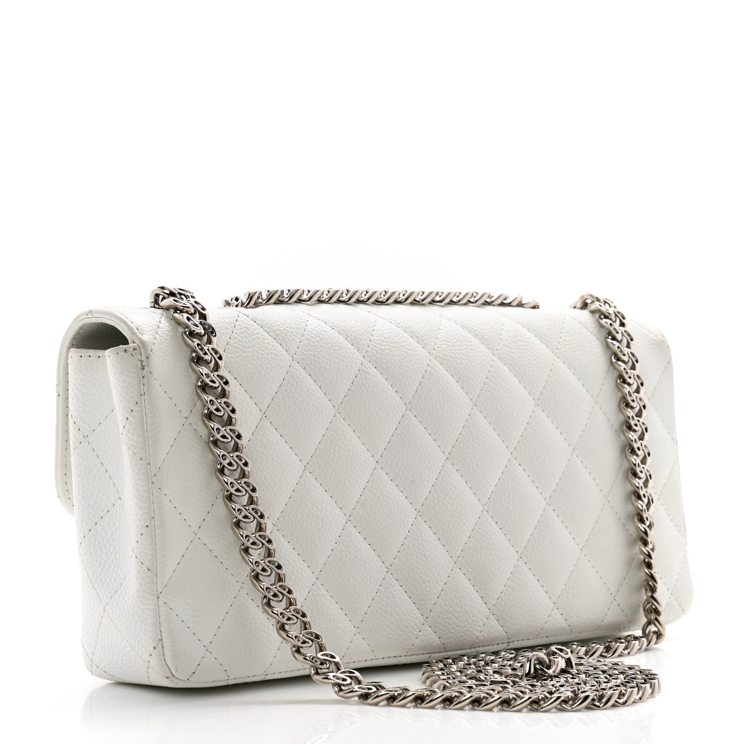 Chanel Caviar Quilted East West Flap Bijoux Chain White 3 of 13