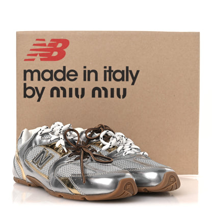 Miu Miu X NEW BALANCE Metallic Calfskin Mesh 530 SL Sneakers 39.5 Argento Platino 11 of 11