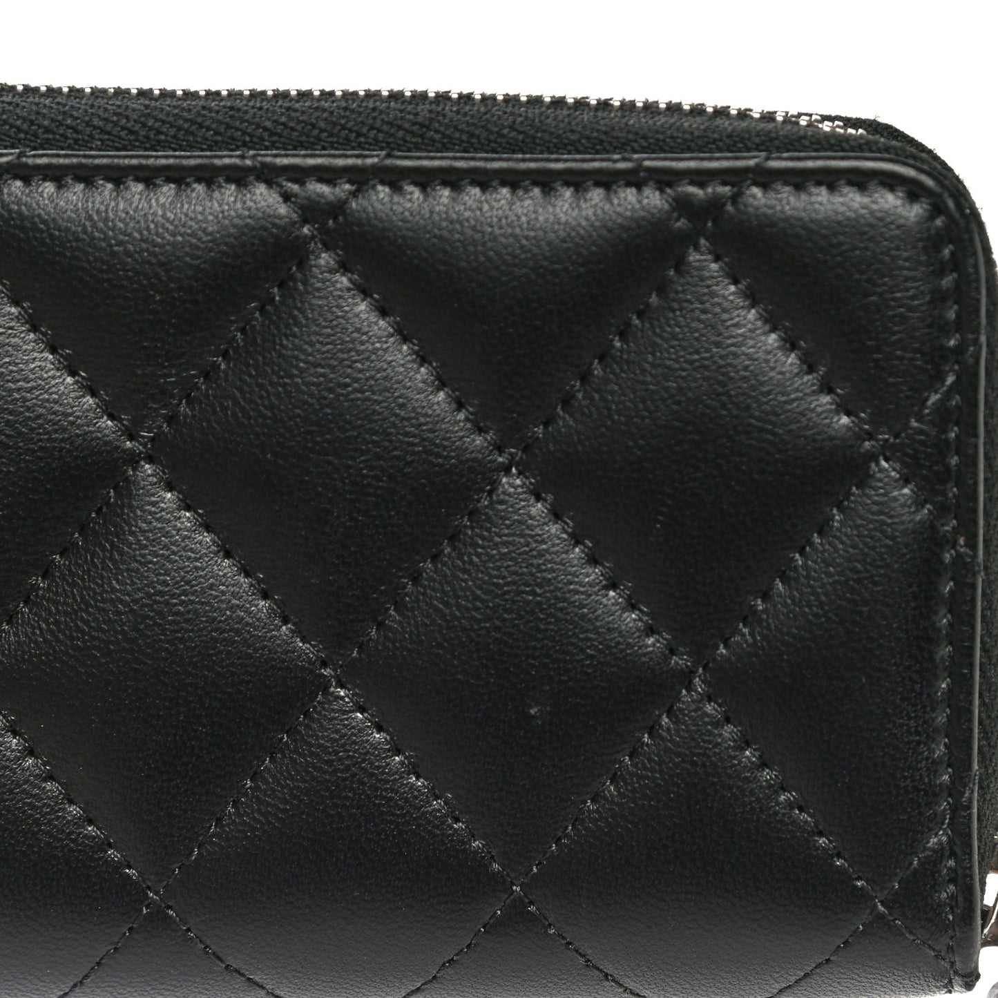 Lambskin Quilted Zip Coin Purse Black