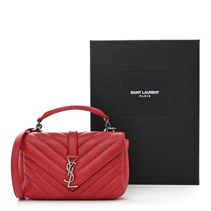 Saint Laurent SAINT LAURENT Sheepskin Matelasse Chevron Monogram College Chain Wallet New Red 18 of 18