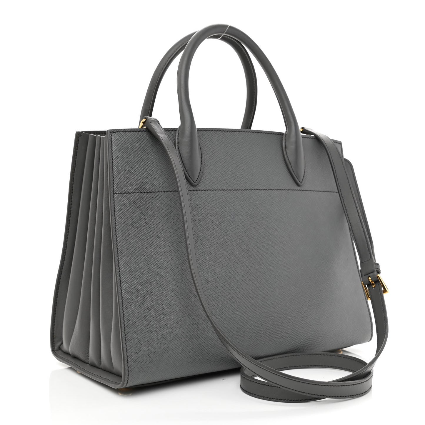 Saffiano City Calfskin Medium Bibliothèque Top Handle Mercurio