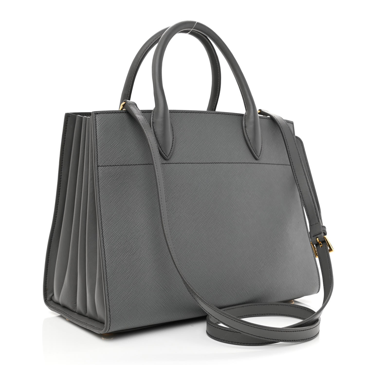 Prada Saffiano City Calfskin Medium Bibliothèque Top Handle Mercurio 3 of 12