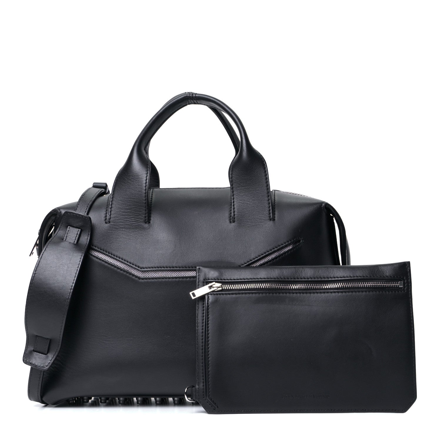 Alexander Wang Calfskin Small Rogue Satchel Black Silver Hardware