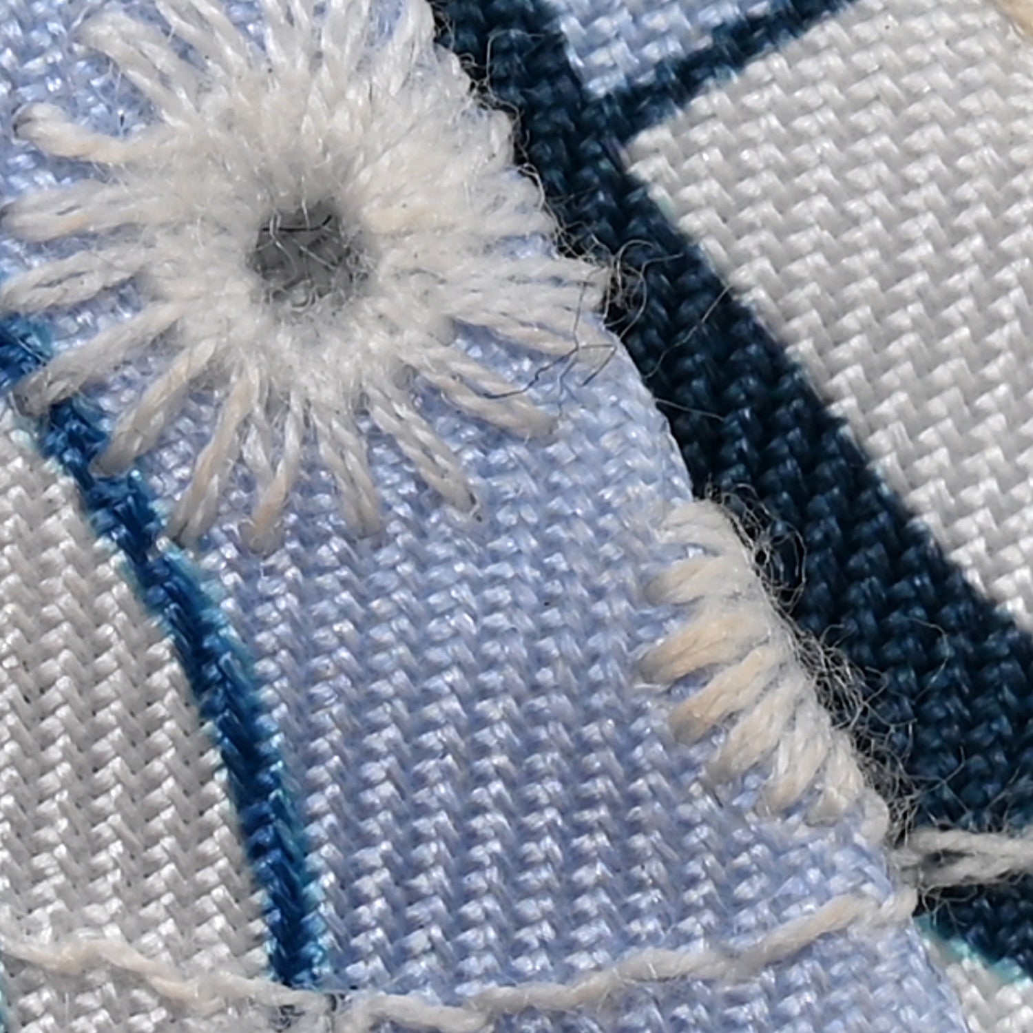 Hermes Silk Embroidered Do Re Boucles Broderie Anglaise Twilly Bleu White Marine 5 of 5