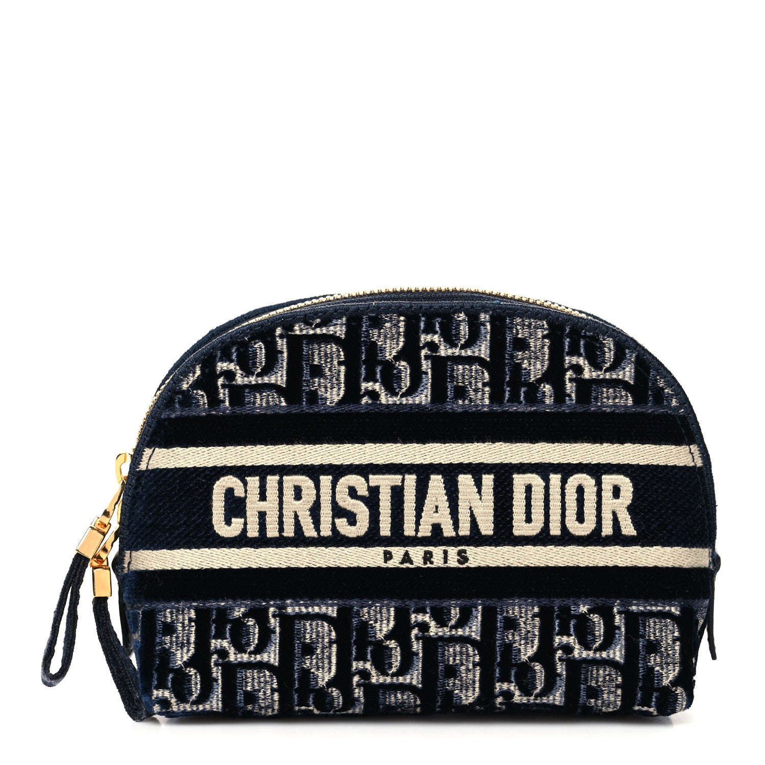Christian Dior Velvet Oblique Cosmetic Pouch Blue 1 of 9