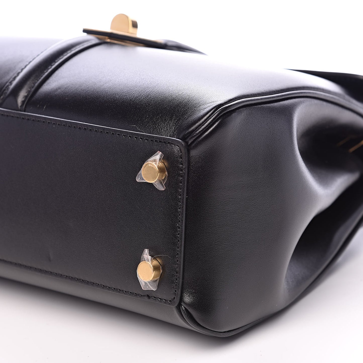 Satinated Calfskin Small 16 Top Handle Bag Black