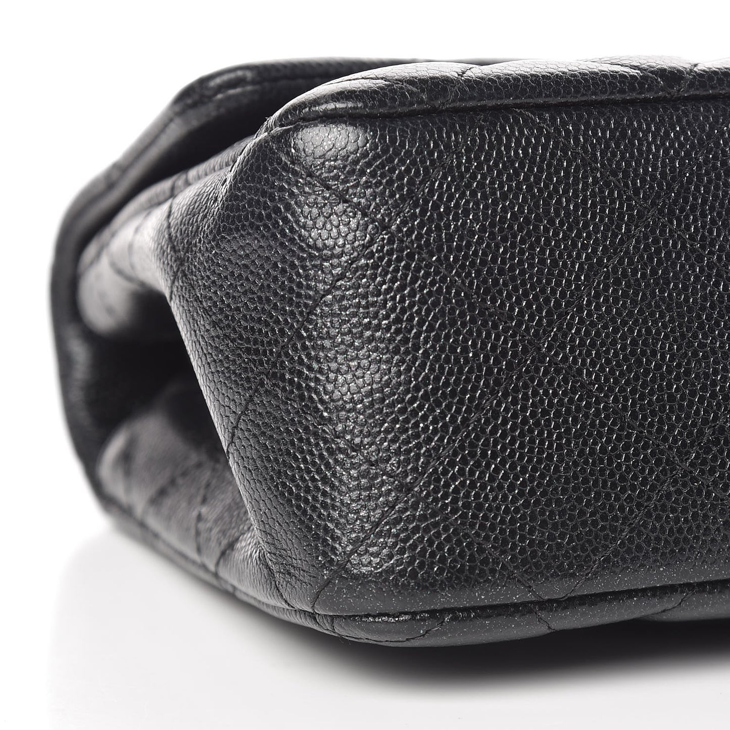 Iridescent Caviar Quilted Mini Rectangular Flap Black