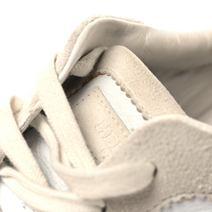 Hermes Calfskin Suede Goatskin Bouncing Sneakers 39 White 9 of 12