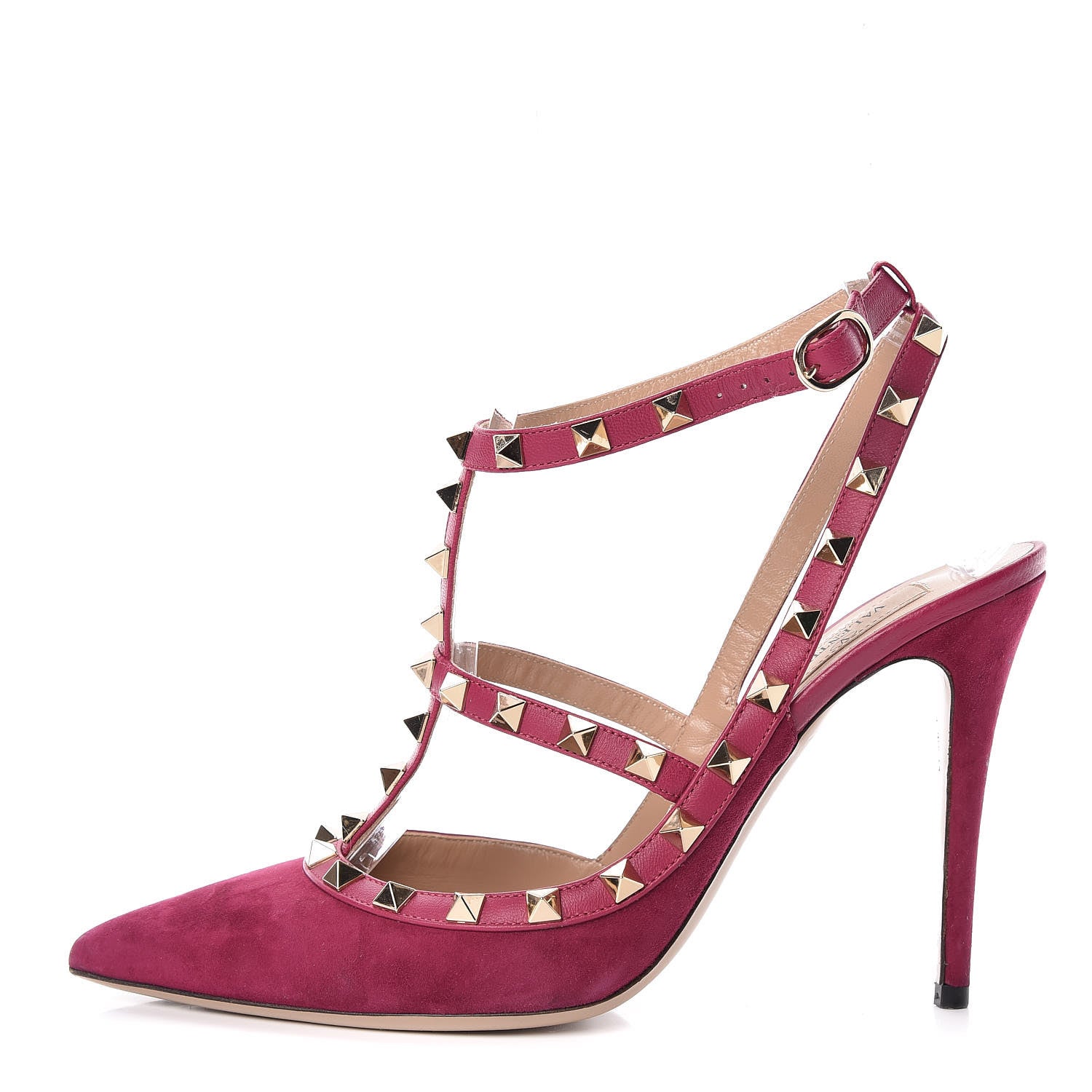 Valentino Garavani Suede Rockstud Ankle Strap Pumps 40 Camelia 1 of 12