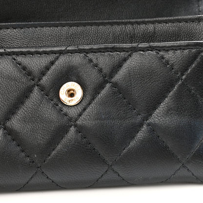 Chanel Lambskin Quilted CC Button Flap Card Holder Black 9 of 10