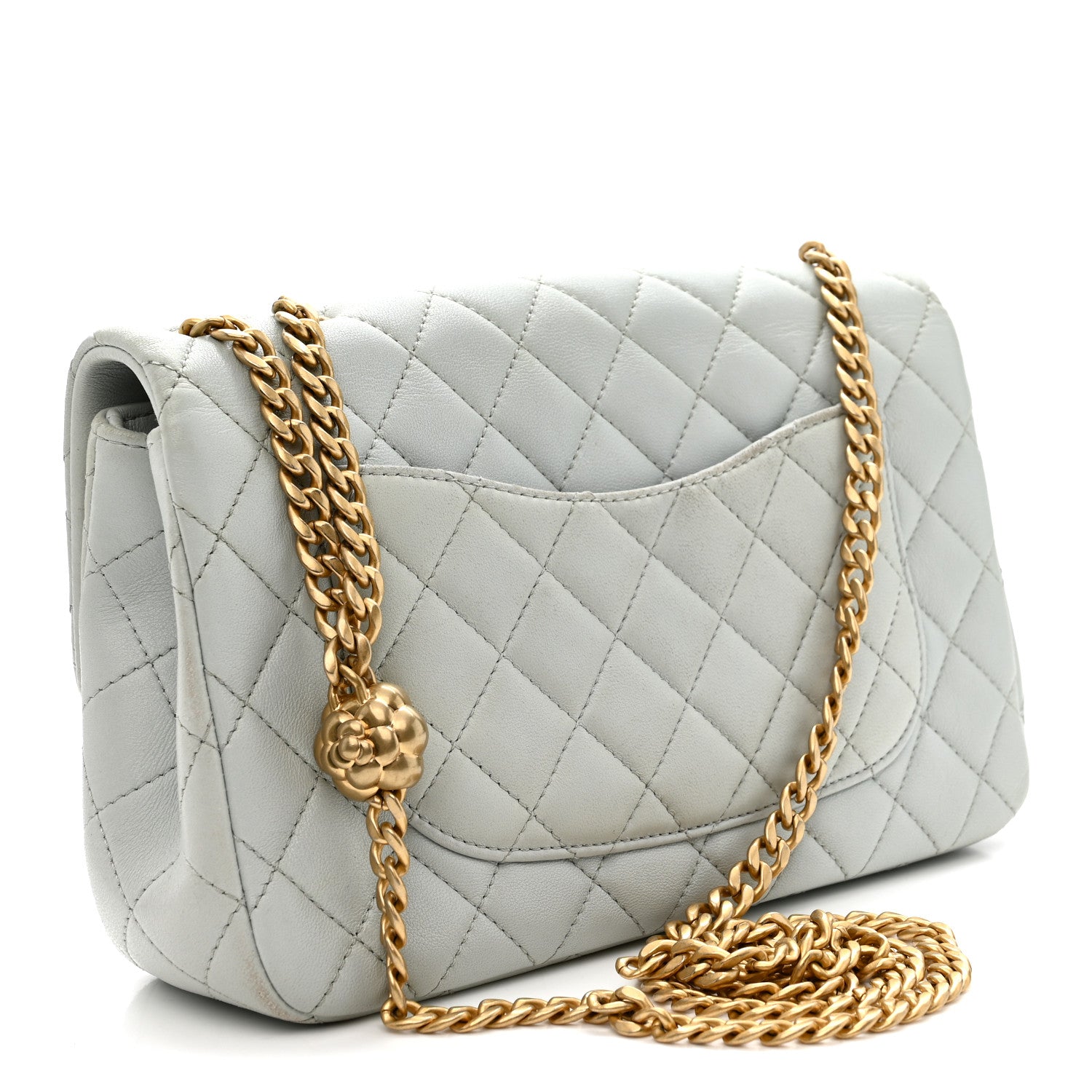 Chanel Lambskin Quilted Small Sweet Camellia Flap Light Blue 3 of 12