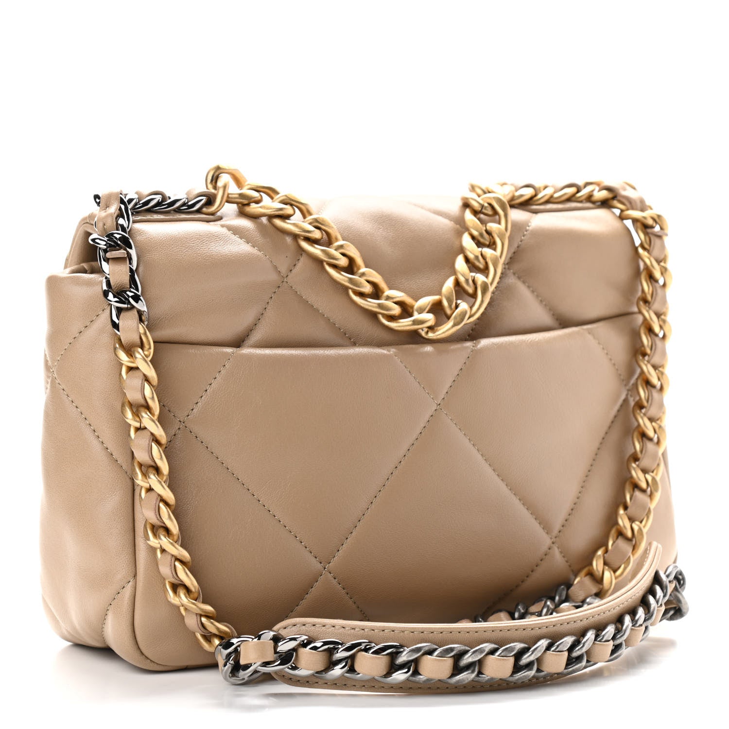 Chanel Lambskin Quilted Medium Chanel 19 Flap Dark Beige 3 of 11