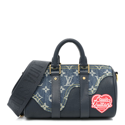 Louis Vuitton Taurillon Monogram Denim Drip Keepall XS Blue 1 of 10