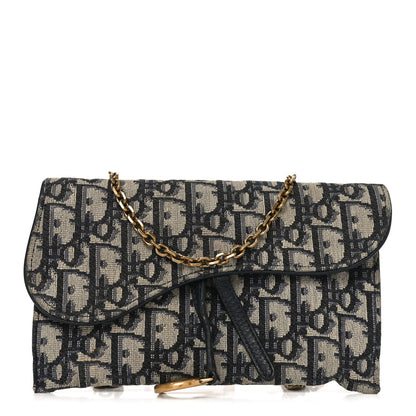 Christian Dior Oblique Small Saddle Chain Pouch Blue 1 of 11