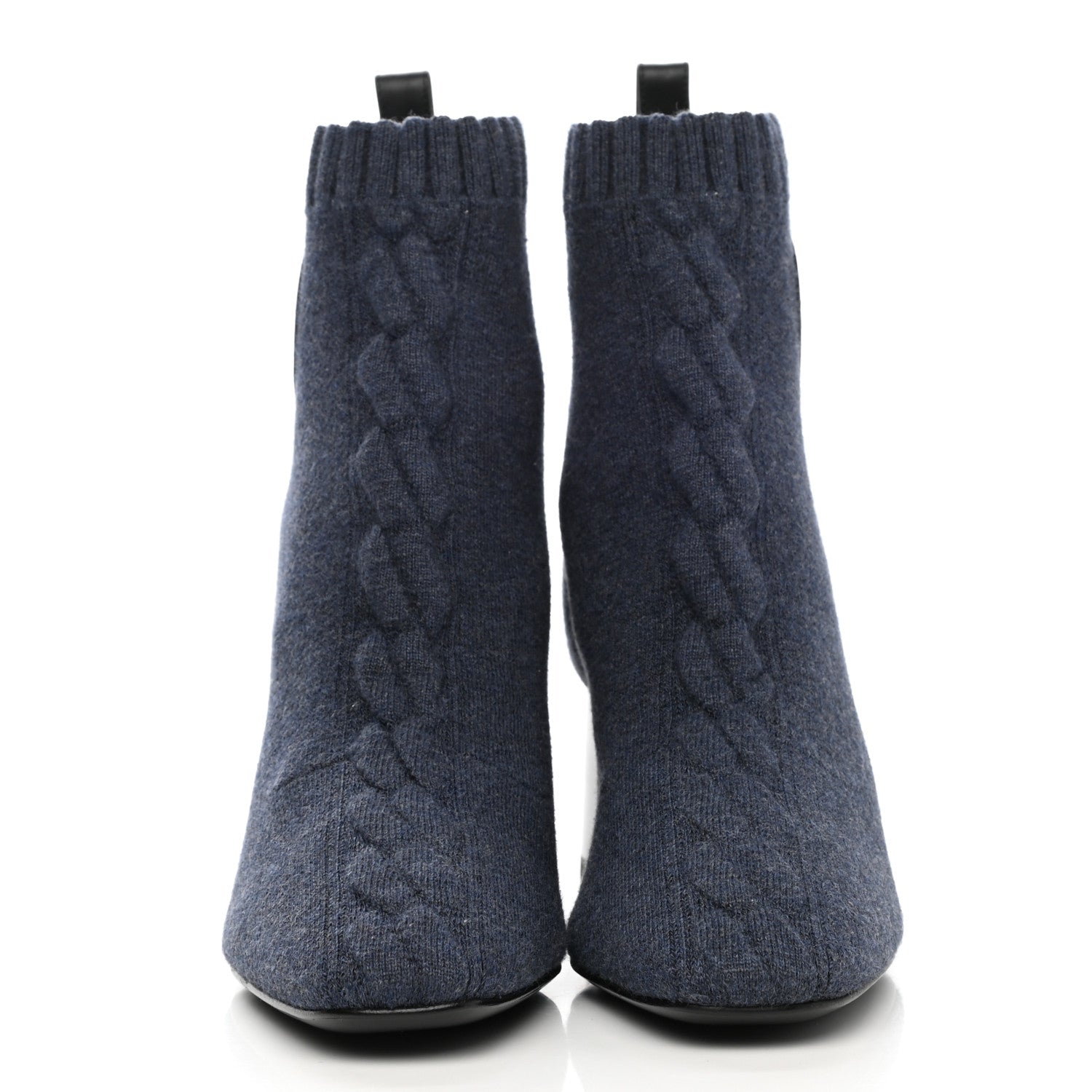 Hermes Knit Calfskin Volver 60 Ankle Boots 36 Bleu Diplomatique 2 of 9