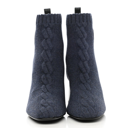 Hermes Knit Calfskin Volver 60 Ankle Boots 36 Bleu Diplomatique 2 of 9