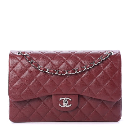 Chanel Caviar Quilted Jumbo Double Flap Dark Red 1 of 12