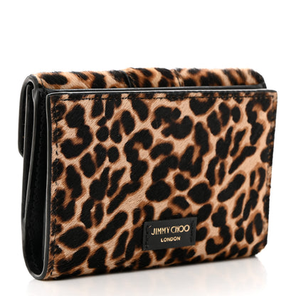 Jimmy Choo Pony Hair Leopard Print Crystal Cheri Compact Wallet 3 of 9