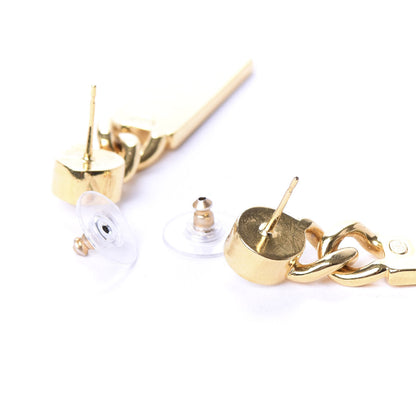 Chanel Crystal Tag Drop Earrings Gold 4 of 5