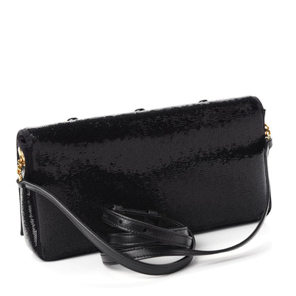 Saint Laurent Sequin Satin Monogram Tassel Kate 99 Black 3 of 11