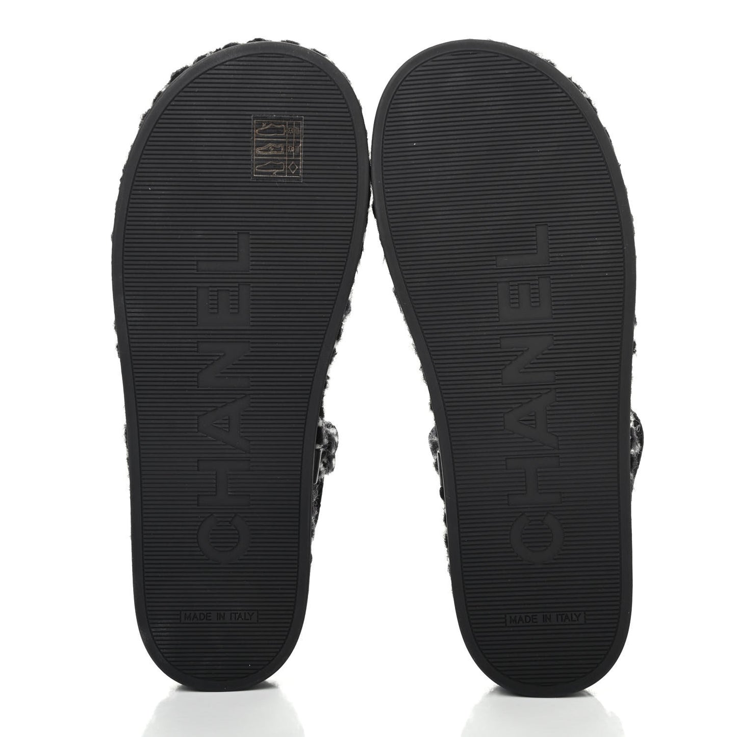 Cord Lambskin Quilted Logo Sandals 38 Black White