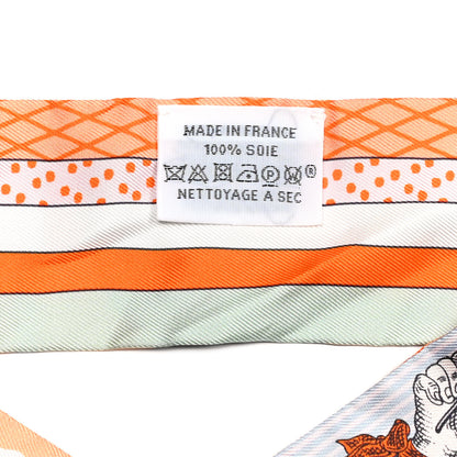 Hermes Silk Twilly Grand Theatre Nouveau Abricot Orange Jaune 4 of 4