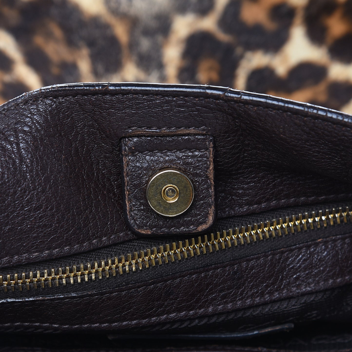 Calf Hair Leopard Print Shoulder Bag Avorio