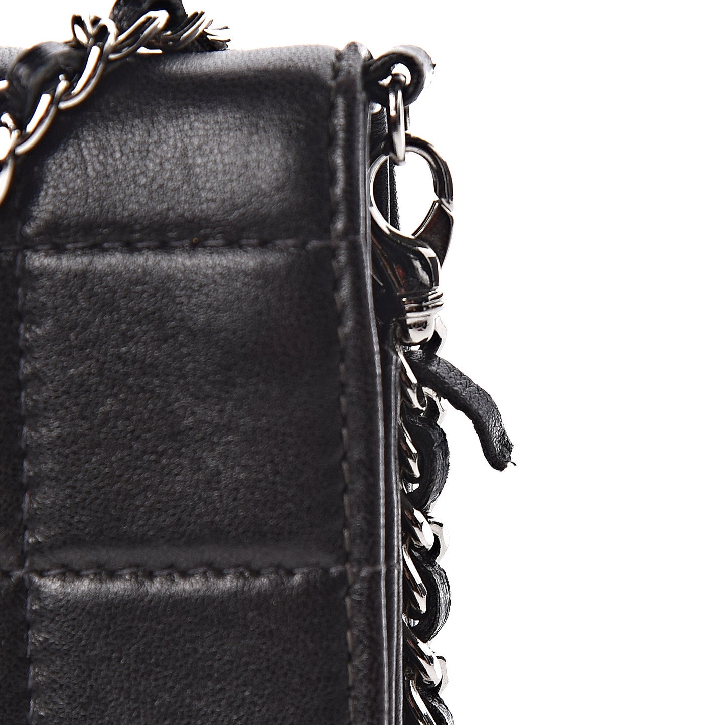 Lambskin Chocolate Bar Chain Clutch Black