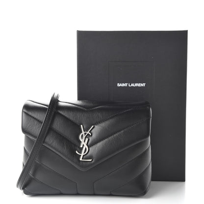 Saint Laurent Calfskin Y Quilted Monogram Toy Loulou Crossbody Bag Black 10 of 10