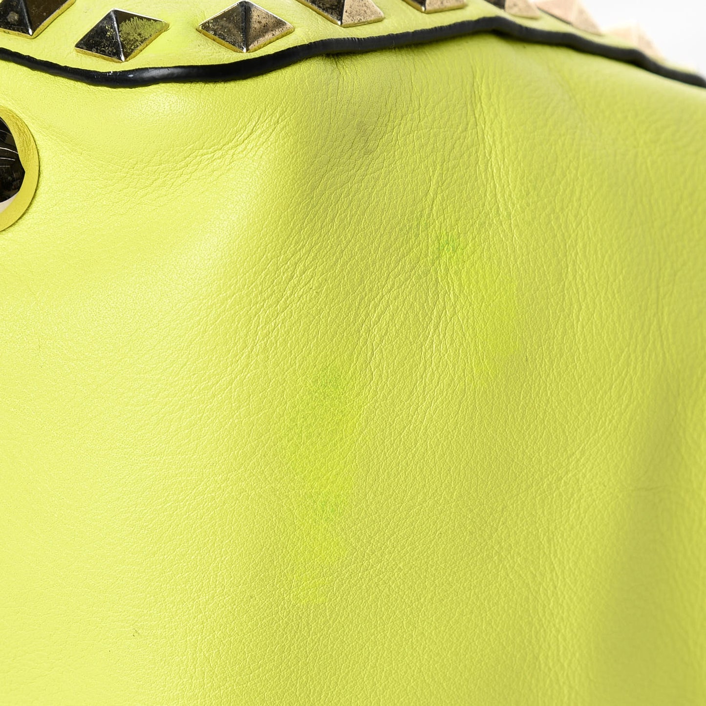 Vitello Small Rockstud Tote Yellow Fluo