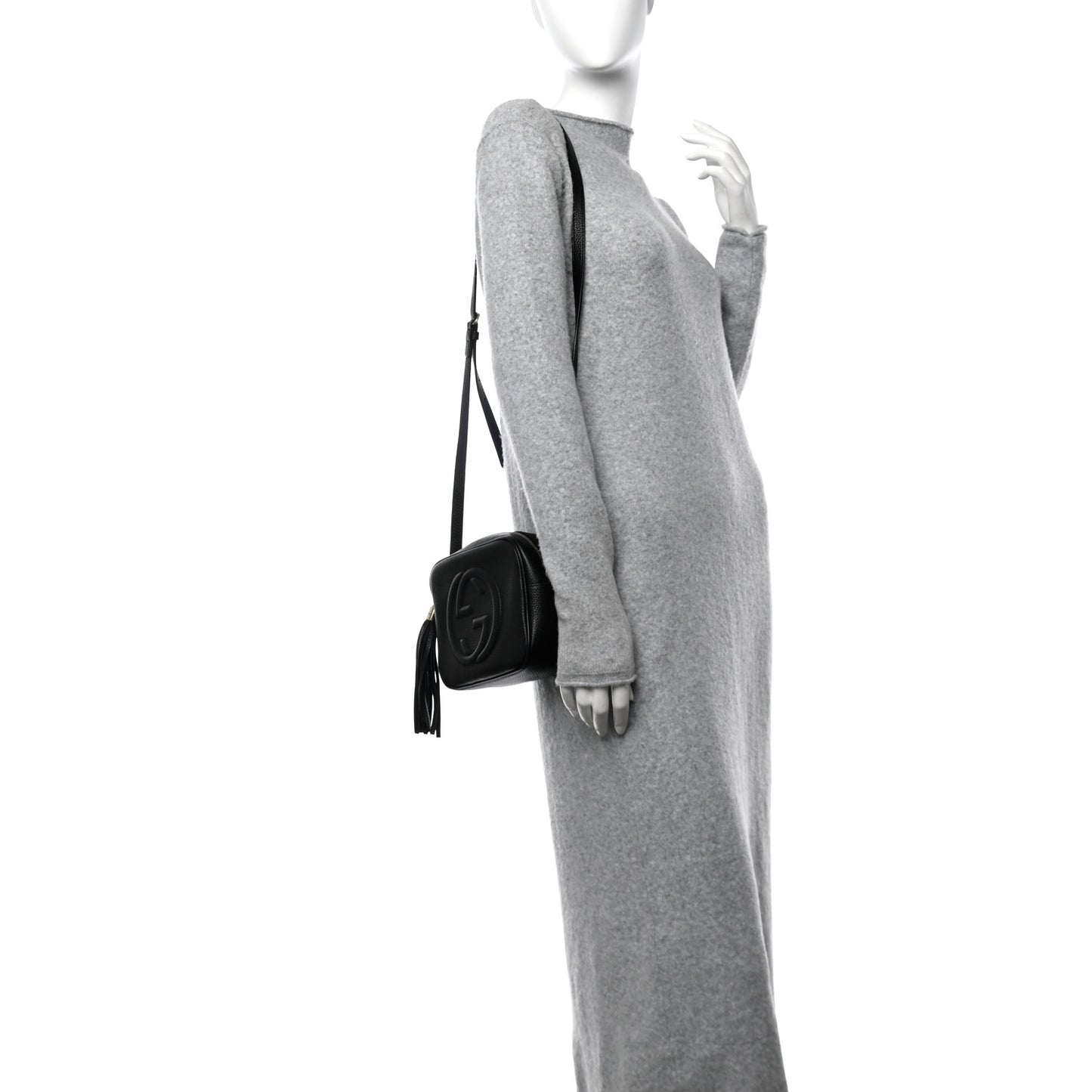 Pebbled Calfskin Small Soho Disco Bag Black