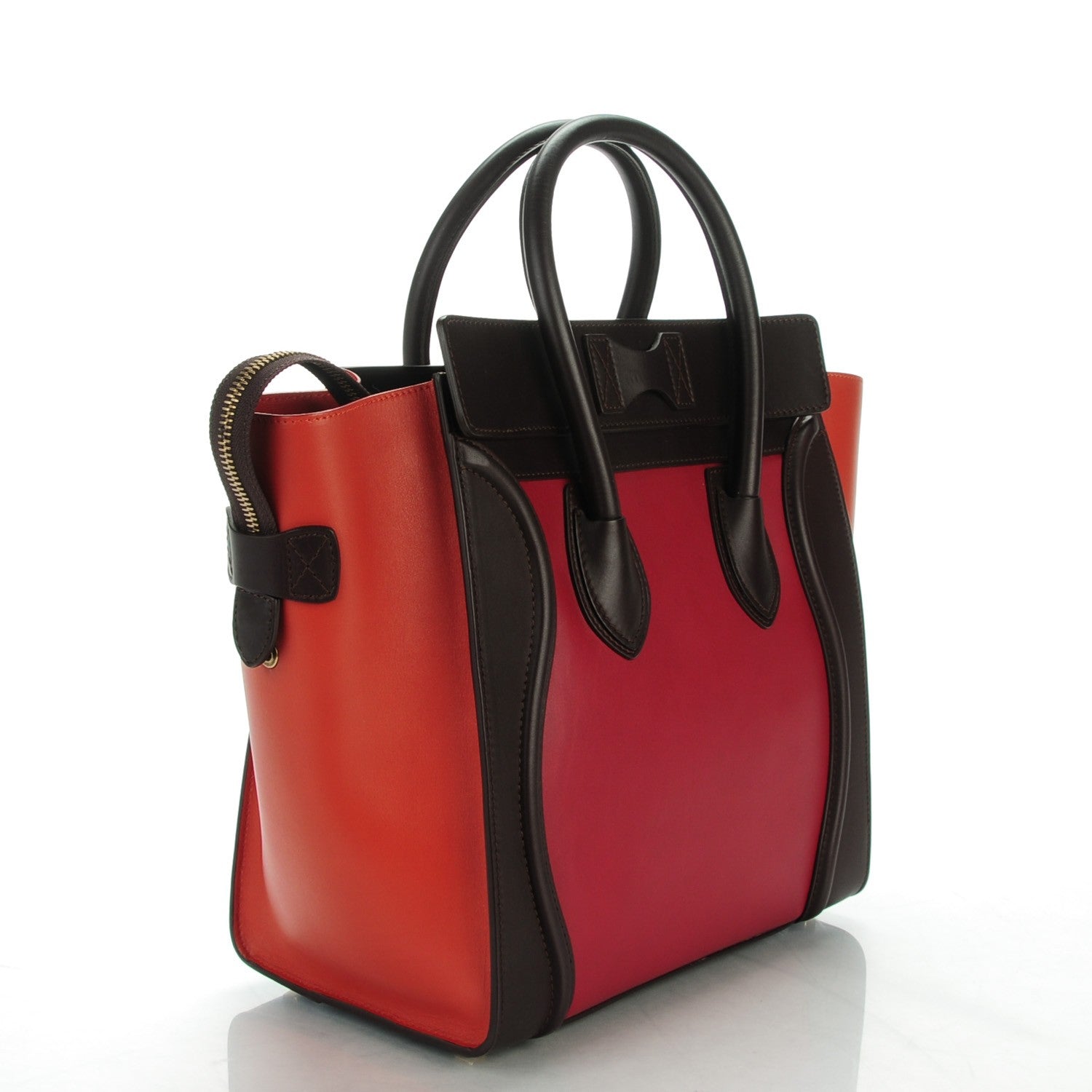 Celine Satin Calfskin Mini Tri-Color Luggage Blood 3 of 9