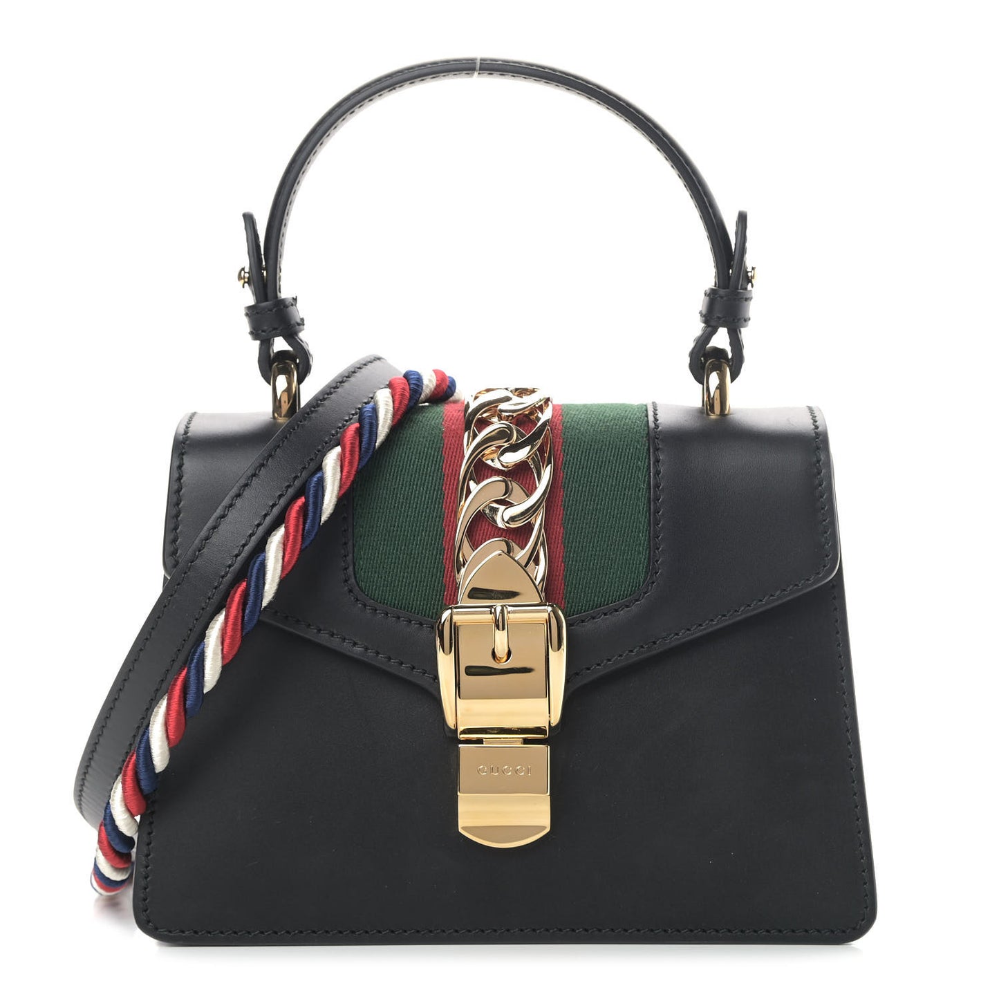 Calfskin Mini Sylvie Top Handle Bag Black
