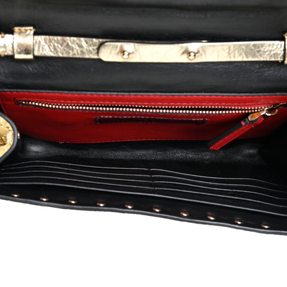 Valentino Garavani Metallic Wrinkled Lambskin Rockstud Spike Wallet on Chain Mekong 5 of 10