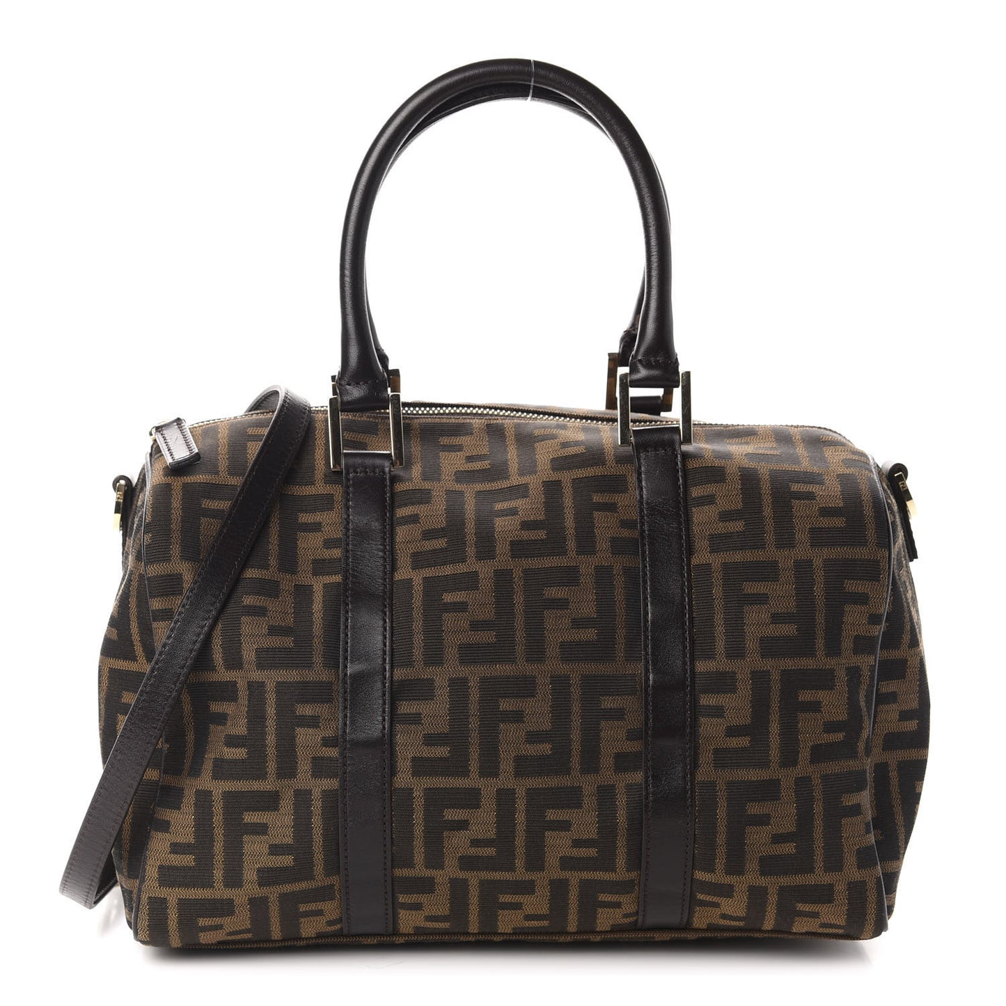 Zucca Calfskin Medium Convertible Boston Satchel Tobacco