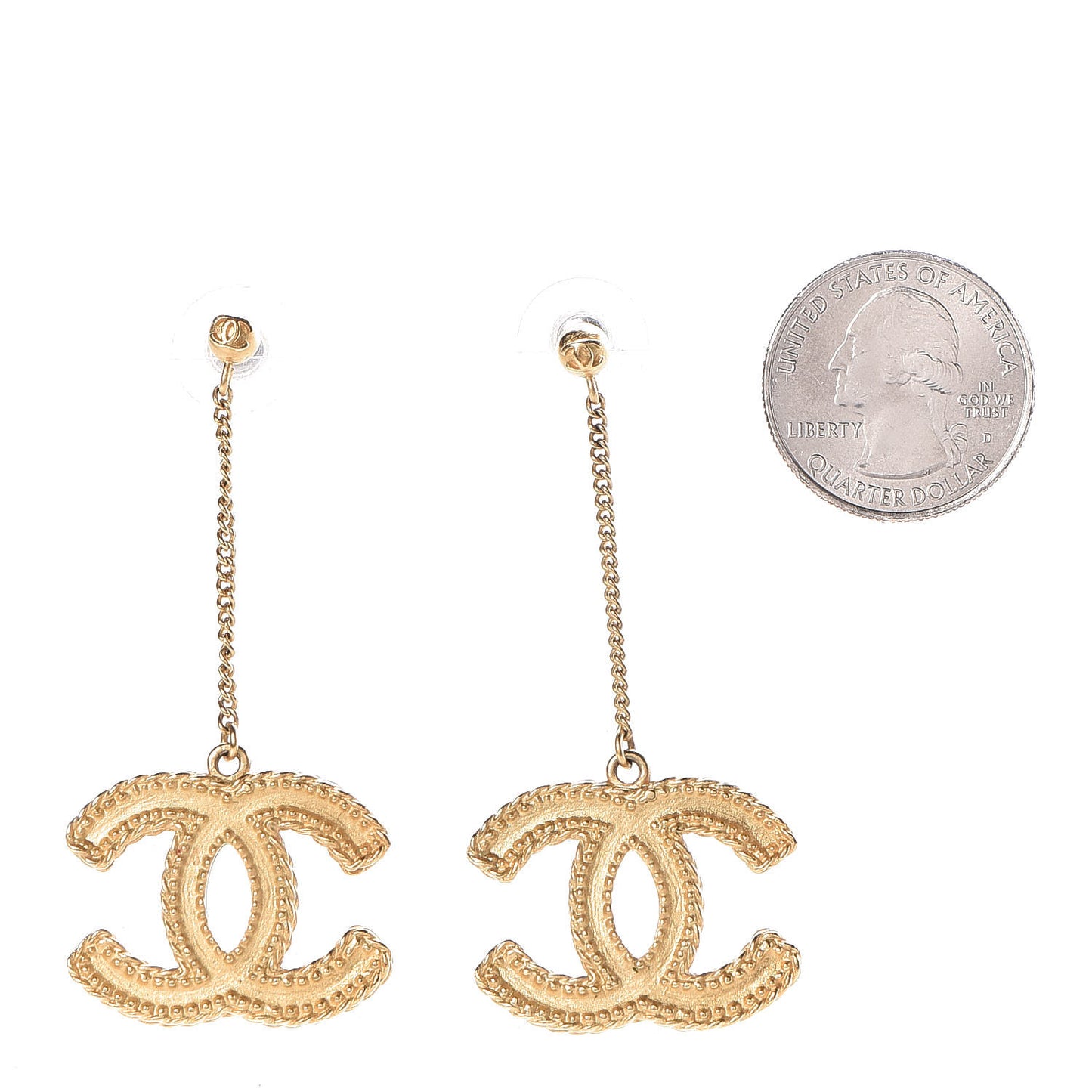 CC Drop Earrings Matte Gold