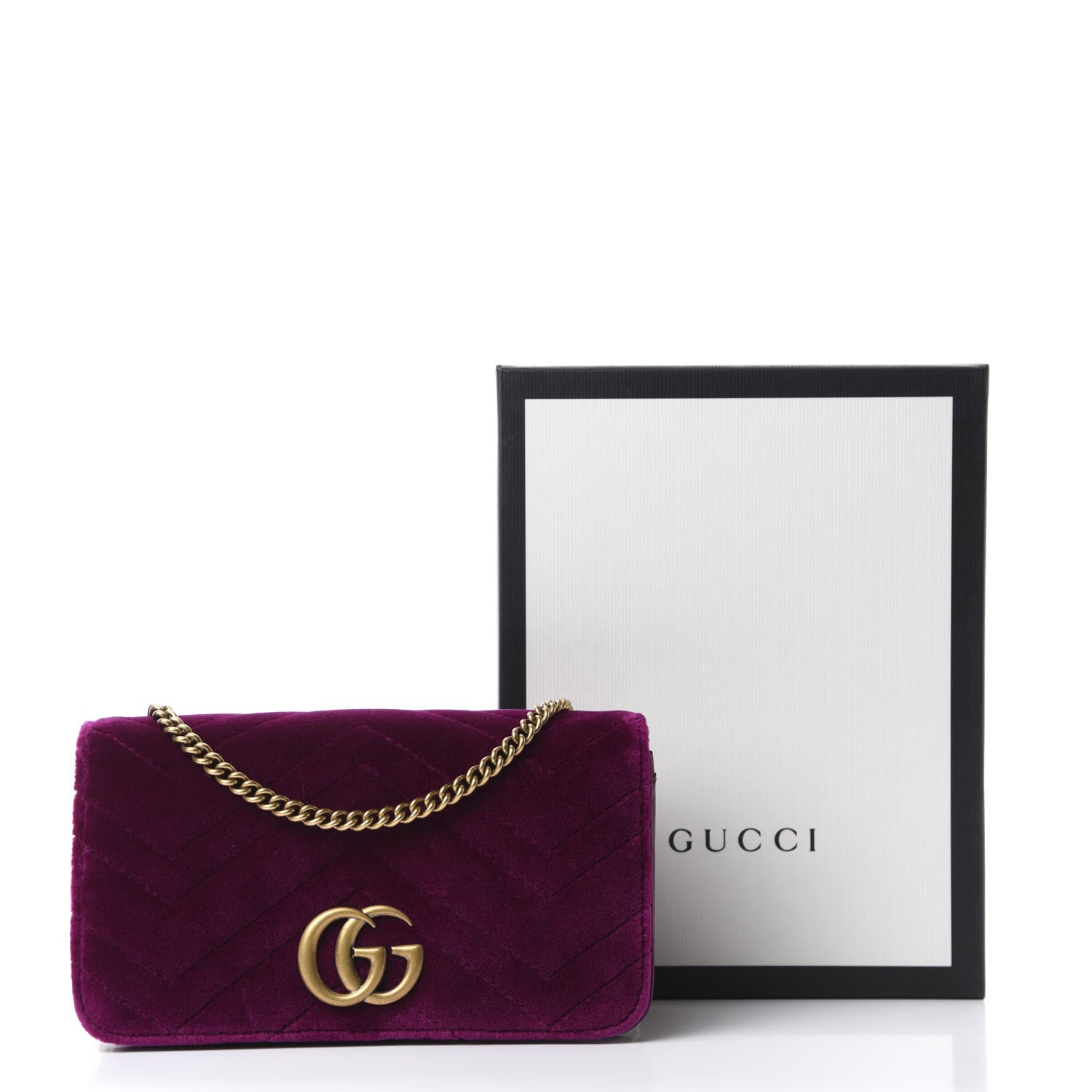 Gucci Velvet Matelasse GG Marmont Mini Bag Fuchsia Violet Cyclamen 11 of 11