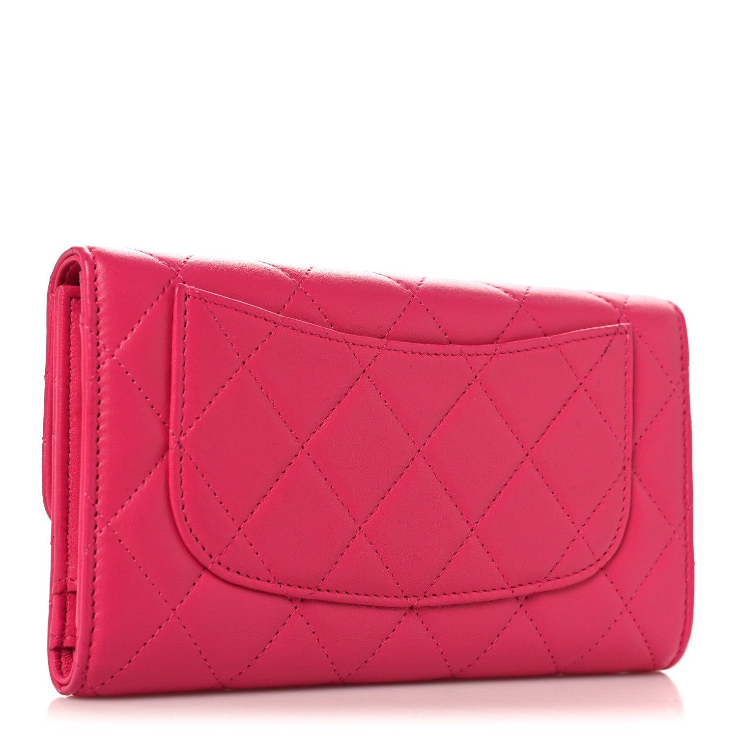 Chanel Lambskin Quilted Large Gusset Flap Wallet Pink 3 of 9