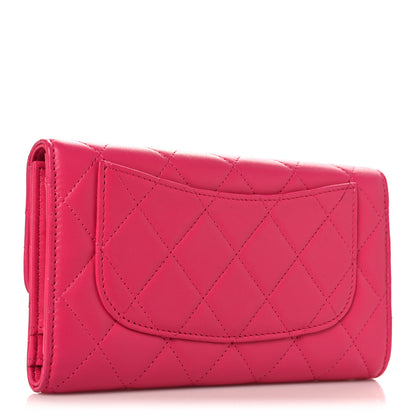Chanel Lambskin Quilted Large Gusset Flap Wallet Pink 3 of 9