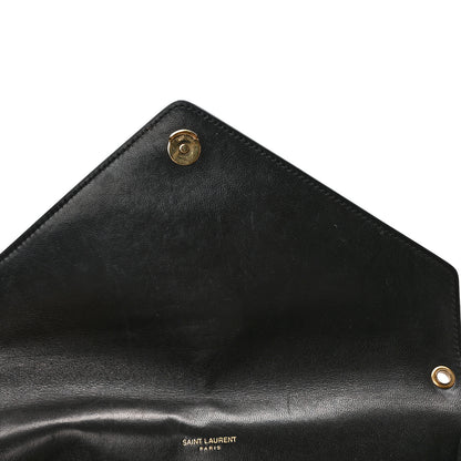 Saint Laurent Calfskin Crocodile Embossed Gaby Satchel Black 9 of 10