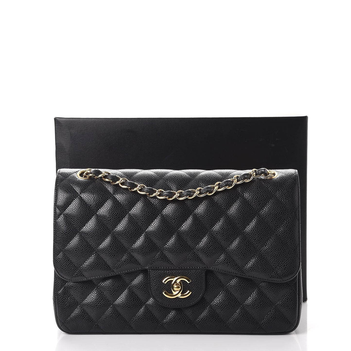 Caviar Quilted Jumbo Double Flap Black